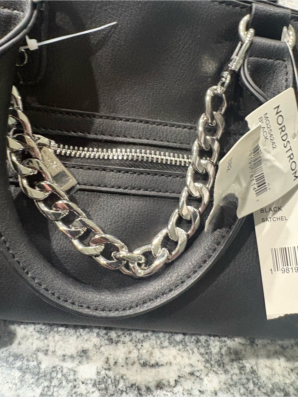 Madden Girl Black Satchel with Silver Chain Accent - Picture 10 of 10